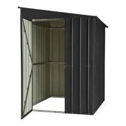 5' X 8' Globel Lean To Anthracite Grey Metal Shed (1.55m X 2.42m) -Lifetina Shop lotus58ltag lotus 5x8 lean to anthracite cutout3