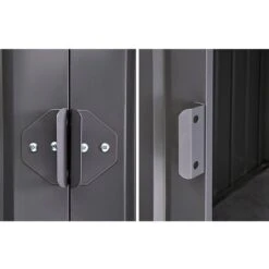 6' X 3' Globel Anthracite Grey Metal Shed (1.84m X 0.92m) -Lifetina Shop lotus63ag 6x3 lotus anthracite grey metal shed close up1 min