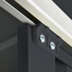 6' X 3' Globel Anthracite Grey Metal Shed (1.84m X 0.92m) -Lifetina Shop lotus63ag 6x3 lotus anthracite grey metal shed close up7 min