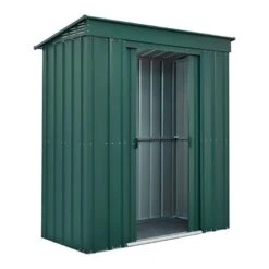 6' X 3' Globel Heritage Green Pent Metal Shed (1.8m X 0.93m) -Lifetina Shop lotus6x3penthgs 6x3 lotus green pent metal shed cutout2 min