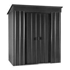 8' X 4' Globel Anthracite Grey Pent Metal Shed (2.42m X 1.24m) -Lifetina Shop lotus84pentagsolid 8x4 grey pent cutout1