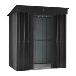 8' X 4' Globel Anthracite Grey Pent Metal Shed (2.42m X 1.24m) -Lifetina Shop lotus84pentagsolid 8x4 grey pent cutout2