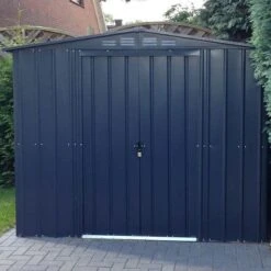 8' X 5' Globel Anthracite Grey Metal Shed (2.45m X 1.54m) -Lifetina Shop lotus85ag lotus 8x5 anthracite metal shed no2