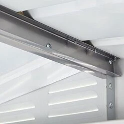 8' X 8' Globel Anthracite Grey Apex Metal Shed (2.45m X 2.47m) -Lifetina Shop lotus88ag 8x8 lotus anthracite grey metal shed close up9 min 1