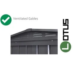 8' X 3' Globel Heritage Green Apex Metal Shed (2.45m X 0.92m) -Lifetina Shop lotus8x3hgs 8x3 lotus green apex metal shed close up5 min