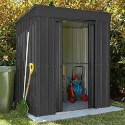 8' X 4' Globel Anthracite Grey Pent Metal Shed (2.42m X 1.24m)