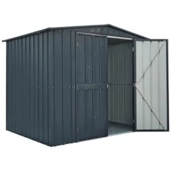 8' X 6' Globel Metal Shed & Mobility Scooter Store (2.45m X 1.85m) -Lifetina Shop lotus8x8agdh 8x6 lotus metal shed mobility scooter store cutout2 min