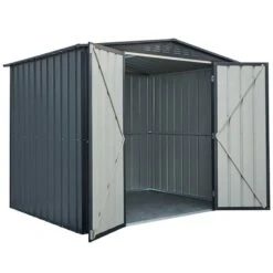 8' X 6' Globel Metal Shed & Mobility Scooter Store (2.45m X 1.85m) -Lifetina Shop lotus8x8agdh 8x6 lotus metal shed mobility scooter store cutout3 min