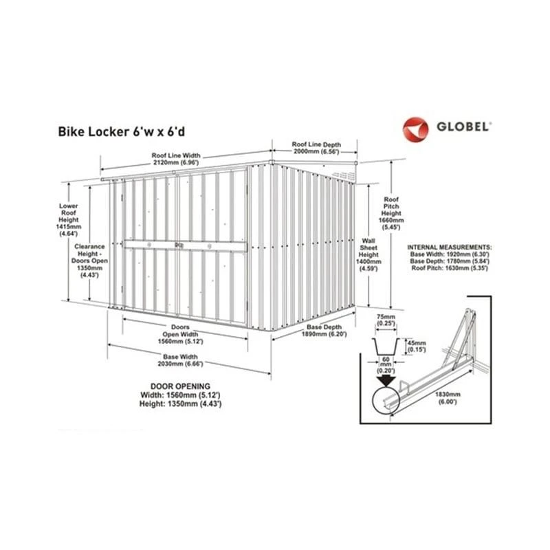 6x6 Globel Anthracite Grey Metal Bicycle Store 4 6x6 Globel Anthracite Grey Metal Bicycle Store - Image 4