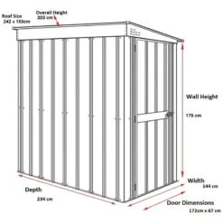5' X 8' Globel Heritage Green Lean-To Metal Shed (1.55m X 2.42m) -Lifetina Shop lotusleanto58hg 06