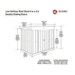 6' X 4' Globel Anthracite Grey Low Pent Metal Shed (1.8m X 1.24m) -Lifetina Shop lotuslowpent64agbun 6x4 lotus grey low pent metal shed drawing min