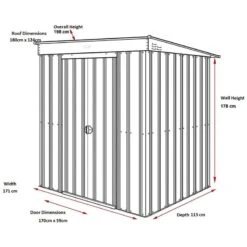 6' X 4' Globel Heritage Green Pent Metal Shed (1.8m X 1.24m) -Lifetina Shop lotuspent6x4hg 05 1