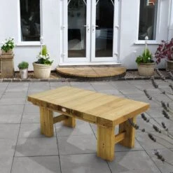 Forest Low Sleeper Wooden Garden Table 4'x2' (1.2x0.6m) -Lifetina Shop lstab12hd 1