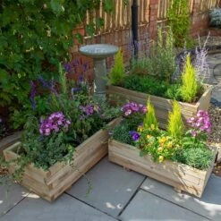 Forest Durham Rectangular Wooden Garden Planter 3'x1'9 (0.9x0.5m) - Set Of 3