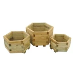 Forest York Hexagonal Wooden Garden Planter 3'x1'8 (0.9x0.5m) - Set Of 3 -Lifetina Shop mfd84 2 min 1