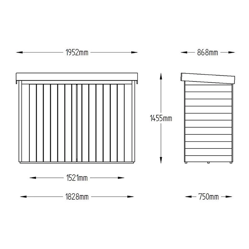 6' X 2'6 Forest Large Double Door Pent Wooden Garden Storage - Bike Shed/ Pressure Treated (no Floor) 2 6' X 2'6 Forest Large Double Door Pent Wooden Garden Storage - Bike Shed/ Pressure Treated (no Floor) - Image 2