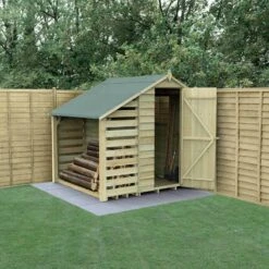 6' X 4' Forest 4Life 25yr Guarantee Overlap Pressure Treated Apex Wooden Shed With Lean To (1.88m X 2m)