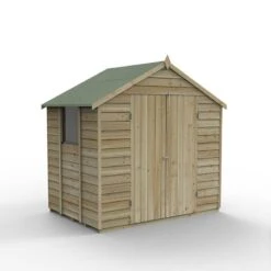 7' X 5' Forest 4Life 25yr Guarantee Overlap Pressure Treated Double Door Apex Wooden Shed (2.32m X 1.54m) -Lifetina Shop opa75ddm 2