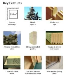 Palmako Roger 4.5m X 5.5m Extra Wide Log Cabin Single Garage (44mm) - Double Doors -Lifetina Shop palmako kf roger frv44 4757 1 1of2 min