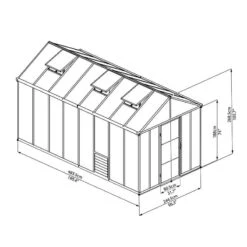 8'x16' Palram Canopia Glory Grey Large Polycarbonate Greenhouse (2.4x4.8m) -Lifetina Shop palram greenhouses glory 8x16 drawing isoview