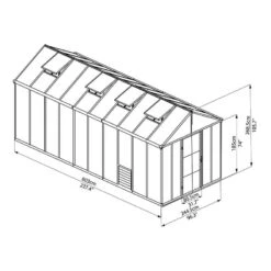 8'x20' Palram Canopia Glory Grey Large Polycarbonate Greenhouse (2.4x6m) -Lifetina Shop palram greenhouses glory 8x20 drawing isoview