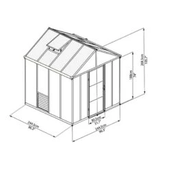 8'x8' Palram Canopia Glory Grey Walk In Polycarbonate Greenhouse (2.4x2.4m) -Lifetina Shop palram greenhouses glory 8x8 drawing isoview