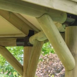 17'x12' (5.1x3.6m) Premium Oval Furnished Wooden Garden Gazebo With New England Cedar Roof - Seats Up To 22 People -Lifetina Shop pog51mnecin garden gazebo support 1 1