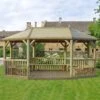 20'x15' (6x4.7m) Premium Wooden Furnished Garden Gazebo With Timber Roof - Seats Up To 27 People