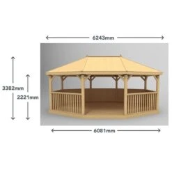 20'x15' (6x4.7m) Premium Wooden Garden Gazebo With Timber Roof - Seats Up To 27 People -Lifetina Shop pog6mttin 6m oval gazebo dimensions