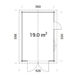 Palmako Roger 3.6m X 5.5m Log Cabin Single Garage (44mm) - Double Doors -Lifetina Shop roger 19.0 m2 wooden gate pp