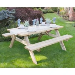 Forest Large Rectangular Wooden Garden Picnic Table 6'x5' (1.8x1.5m) -Lifetina Shop rpt177hd 1