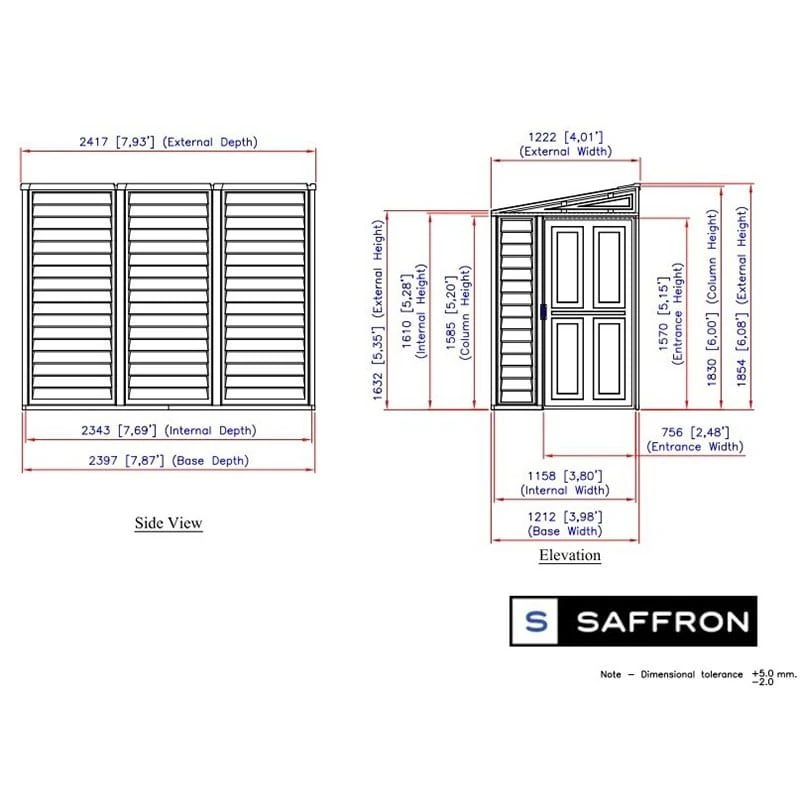 4' X 8' Saffron Lean To Plastic Vinyl Shed (1.21m X 2.39m) 2 4' X 8' Saffron Lean To Plastic Vinyl Shed (1.21m X 2.39m) - Image 2