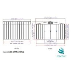10' X 10' Sapphire Apex Anthracite Metal Shed (3.22m X 3.02m) -Lifetina Shop sapphire1010ag sapphire 10x10 anthracite dimensions