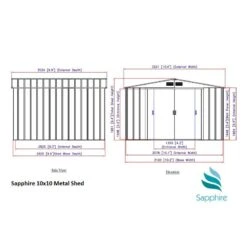 10' X 10' Sapphire Apex Green Metal Shed (3.22m X 3.02m) -Lifetina Shop sapphire1010gn sapphire 10x10 green dimensions