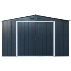 10' X 8' Sapphire Apex Anthracite Metal Shed (3.22m X 2.42m) -Lifetina Shop sapphire108anth 2021 sapphire apex metal shed 10x8 anthracite new look cutout1 min