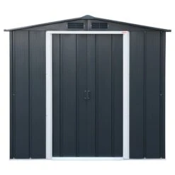 6' X 4' Sapphire Apex Anthracite Metal Shed (2.02m X 1.22m) -Lifetina Shop sapphire64anth 2021 sapphire apex metal shed 6x4 anthracite new look cutout2 min