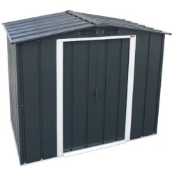 6' X 4' Sapphire Apex Anthracite Metal Shed (2.02m X 1.22m) -Lifetina Shop sapphire64anth 2021 sapphire apex metal shed 6x4 anthracite new look cutout4 min
