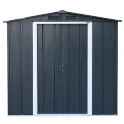 6' X 6' Sapphire Apex Anthracite Metal Shed (2.02m X 1.82m) -Lifetina Shop sapphire66anth 2021 sapphire apex metal shed 6x6 anthracite new look cutout2 min