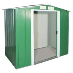 6' X 6' Sapphire Apex Green Metal Shed (2.02m X 1.82m) -Lifetina Shop sapphire66gn sapphire 6x6 green cutout3