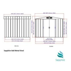 8' X 8' Sapphire Apex Anthracite Metal Shed (2.62m X 2.42m) -Lifetina Shop sapphire88ag sapphire 8x8 anthracite dimensions