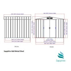 8' X 8' Sapphire Apex Green Metal Shed (2.62m X 2.42m) -Lifetina Shop sapphire88gn sapphire 8x8 green dimensions