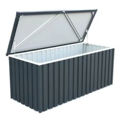 6' X 2' Sapphire Anthracite Metal Garden Cushion Storage Box (1.68m X 0.68m) -Lifetina Shop sapphirecushion1 7 6x2 sapphire anthracite cushion box cutout3