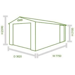 12' X 26' Sapphire Olympian Anthracite Metal Garage (3.62m X 7.75m) -Lifetina Shop sapphireolym1226 tech