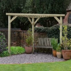 Forest Slatted Wooden Corner Pergola 9'7 X 4'9 (2.9m X 1.5m) -Lifetina Shop scp90 2