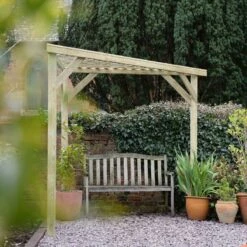 Forest Slatted Wooden Corner Pergola 9'7 X 4'9 (2.9m X 1.5m) -Lifetina Shop scp90 3