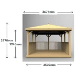 11'x11' (3.5x3.5m) Square Wooden Garden Gazebo With Traditional Timber Roof -Lifetina Shop sgg35mttin 3.5m square gazebo dimensions