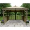11'x11' (3.5x3.5m) Square Wooden Garden Gazebo With Timber Roof