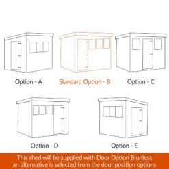 10' X 8' Traditional Heavy Duty Shiplap Pent Wooden Shed (3.05m X 2.44m) -Lifetina Shop shedlands door position pehtra106peh tra108peh 1 1