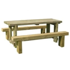 Forest Sleeper Bench & Refectory Wooden Garden Table Set 6'x2' (1.8x0.7m) -Lifetina Shop sltabben18hd 3