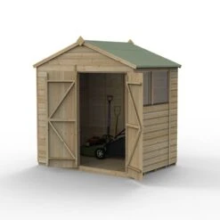 7' X 5' Forest Beckwood 25yr Guarantee Shiplap Pressure Treated Double Door Apex Wooden Shed (2.28m X 1.53m) -Lifetina Shop spa75dd2wm open 05.17.23 1